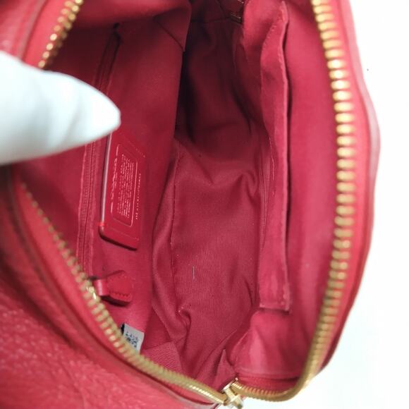 Coach Mini Charlie Red Pebbled Leather Front Pocket Zipper Closure Backpack - Picture 10 of 16